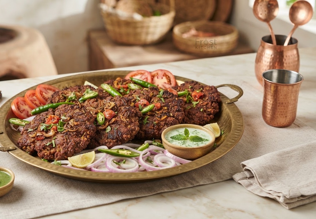 Mutton Chapli Kabab 6-Pack — Large, juicy patties infused with pomegranate and spice blend.